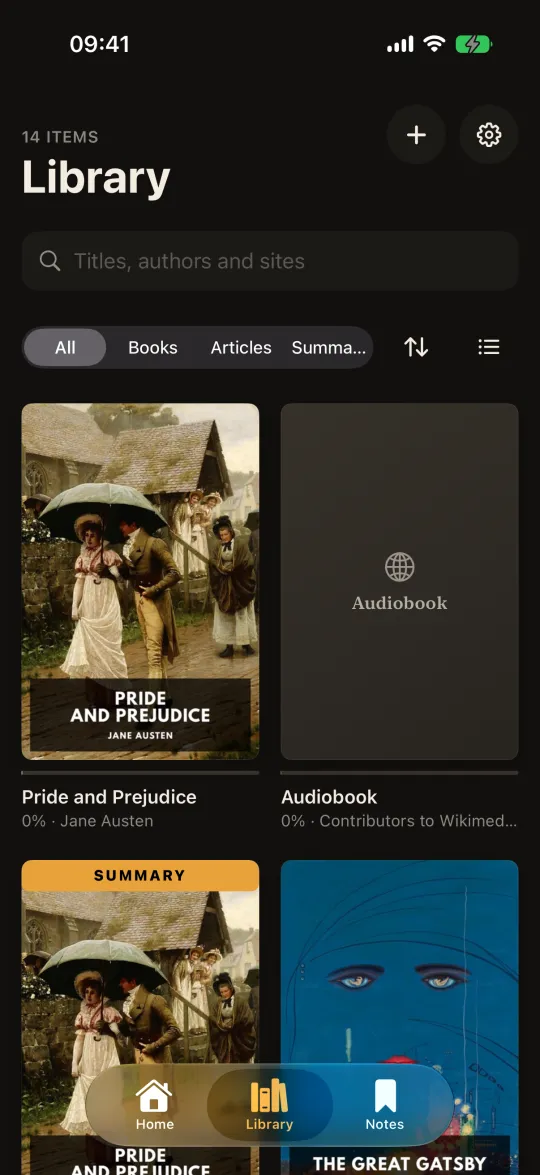 The library: Pride and Prejudice, a saved web article, and the book&rsquo;s summary